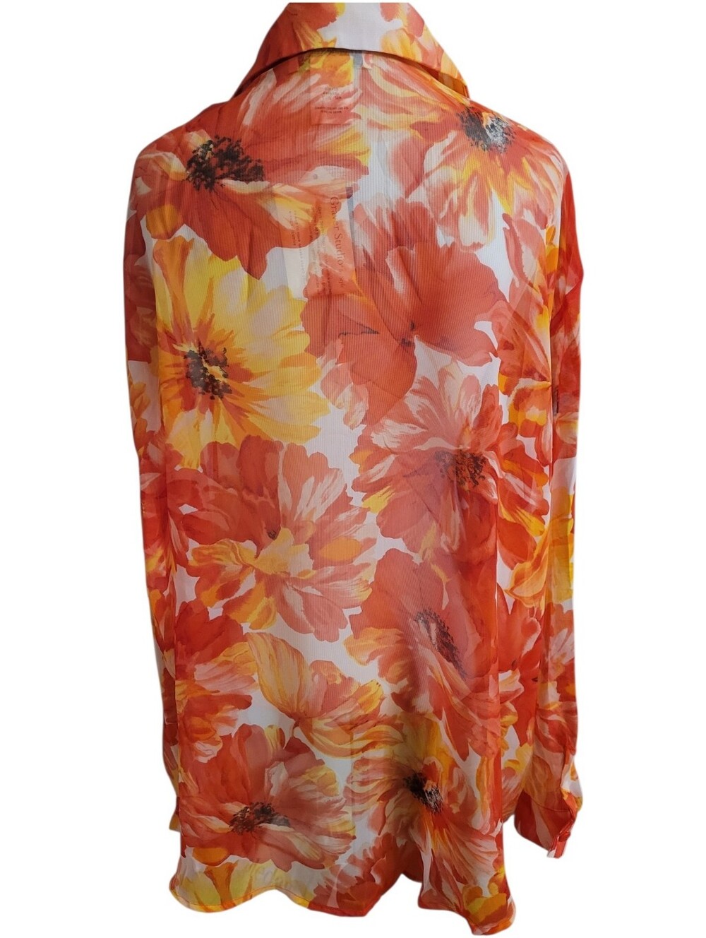 Susan Graver Semi-Sheer Button Down Blouse Size 2X - Picture 3 of 8